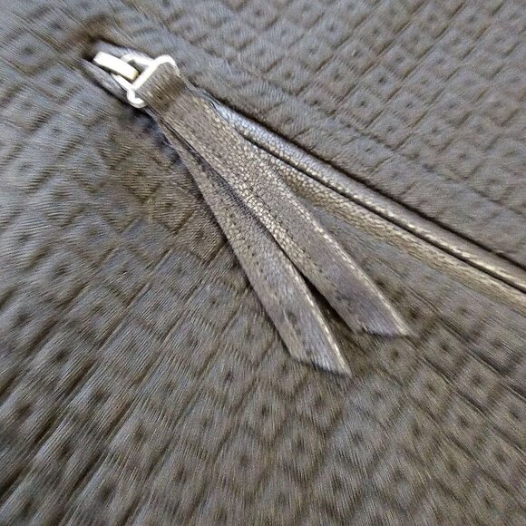 NWT Max Studio Black Quilted Textured A Line Dress faux accents Zipper Front sz - Picture 7 of 13